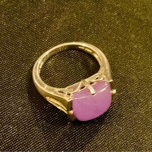 Purple Jade and Sterling Ring